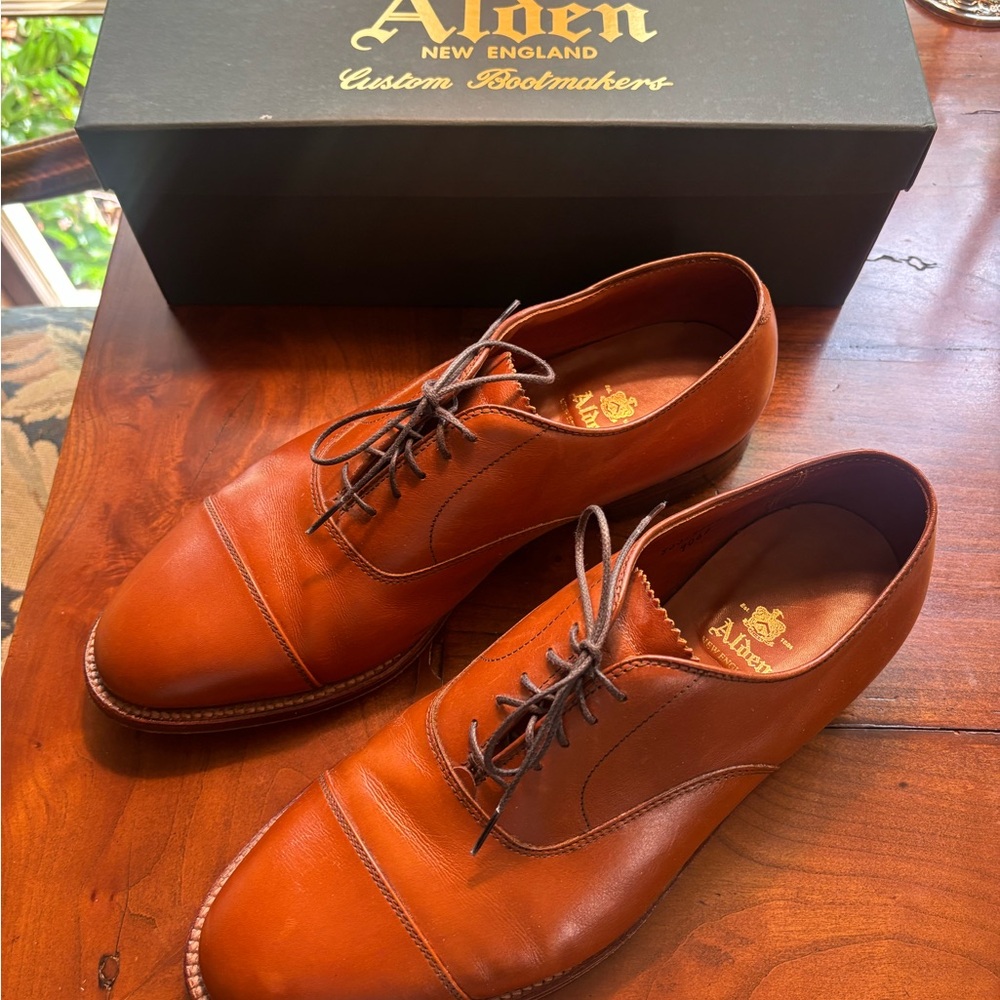Alden Brown Leather Cap-Toe Derby Oxfords - Picture 8 of 13